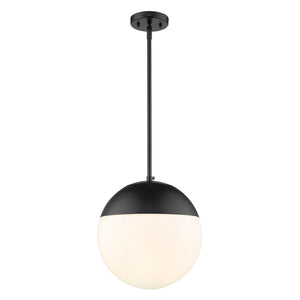 Dixon Pendant in Matte Black with Opal Glass and Matte Black Cap