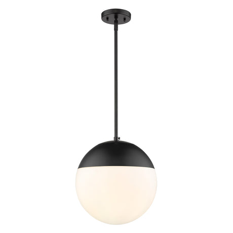 Dixon Pendant in Matte Black with Opal Glass and Matte Black Cap