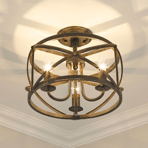 Alcott Semi-Flush in Antique Black Iron