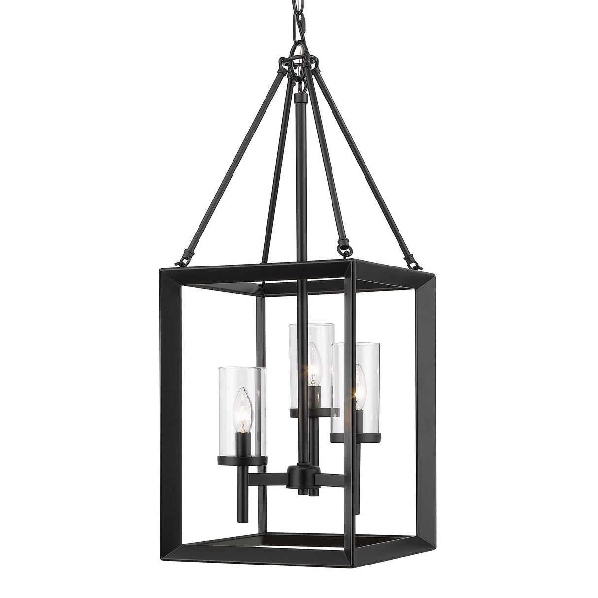 Smyth 3 Light Pendant in Matte Black with Clear Glass Shades
