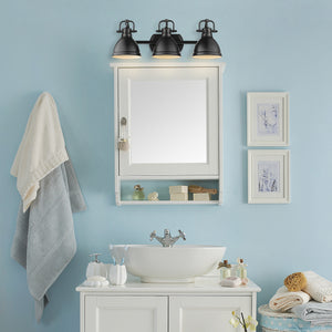 Duncan 3 Light Bath Vanity in Matte Black with a Matte Black Shade