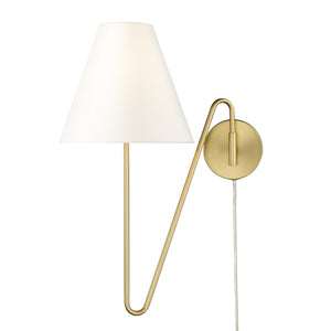 Kennedy BCB 1 Light Articulating Wall Sconce in Brushed Champagne Bronze with Ivory Linen Shade