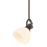 Hines Mini Pendant in Rubbed Bronze with Opal Glass