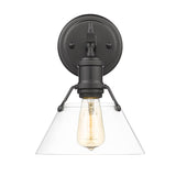 Orwell BLK 1 Light Bath Vanity in Matte Black with Clear Glass Shade