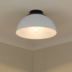 Zoey Flush Mount in Matte Black with Matte White Shade