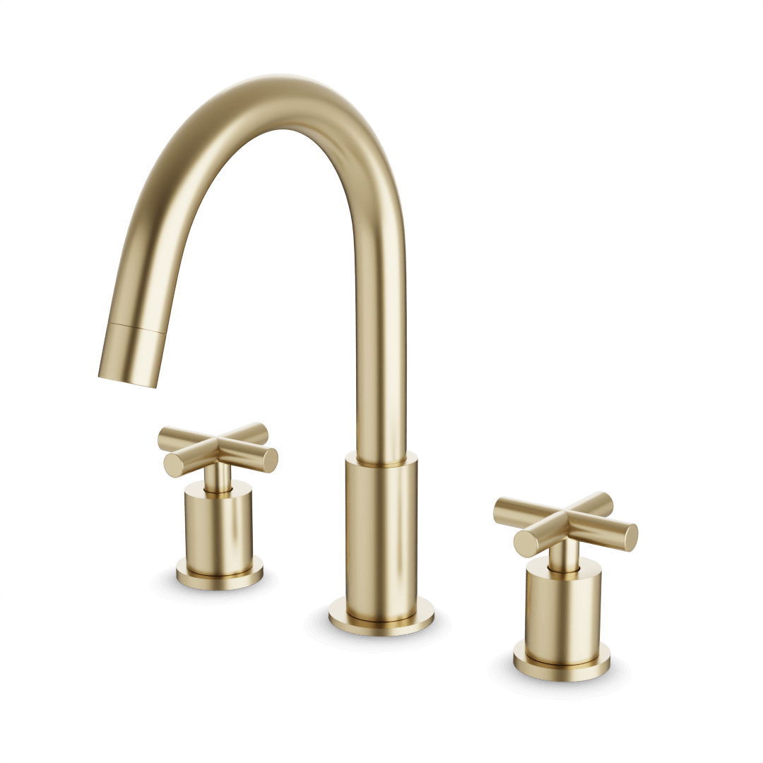 Artos Opera 8" Widespread Bathroom Faucet With Cross Handles Satin Brass – FS315SB