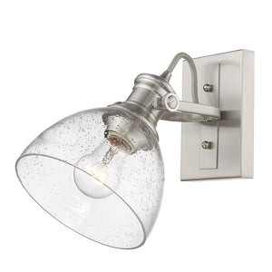 Hines 1-Light Bath Vanity in Pewter with Seeded Glass