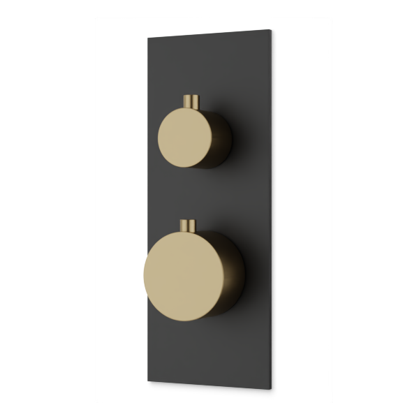 Artos Otella Thermostat with 3-Way Diverter & Off Position Linear Trim Kit Satin Brass / Matte Black – F903B-63TKSBB