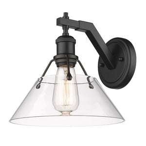 Orwell BLK 1 Light Wall Sconce in Matte Black with Clear Glass Shade
