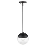Dixon Small Pendant in Matte Black with Clear Glass and Matte Black Cap