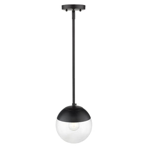 Dixon Small Pendant in Matte Black with Clear Glass and Matte Black Cap