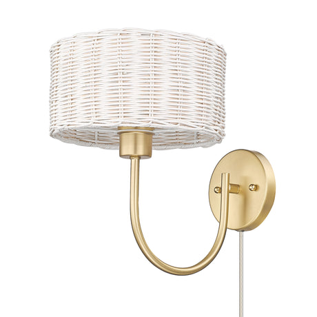Erma BCB 1 Light Wall Sconce in Brushed Champagne Bronze with White Wicker Shade