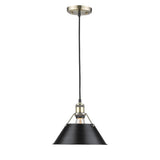 Orwell AB 1 Light Pendant - 10" in Aged Brass with Matte Black Shade