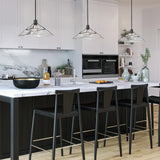 Kepler Medium Pendant in Matte Black with Water Glass Shade