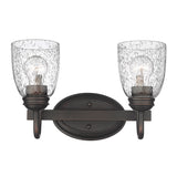 Parrish RBZ 2 Light Bath Vanity in Rubbed Bronze with Seeded Glass Shade