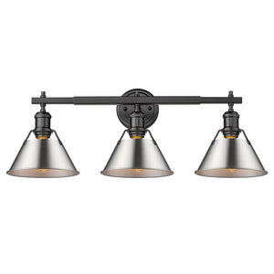 Orwell BLK 3 Light Bath Vanity in Matte Black with Pewter Shade