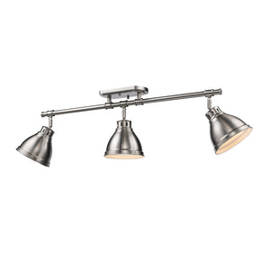 Duncan 3 Light Semi-Flush - Track Light in Pewter with Pewter Shades