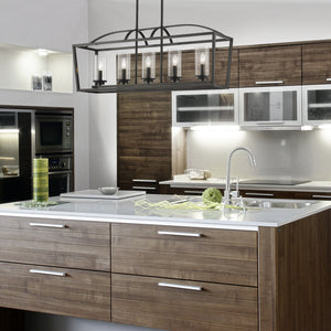 Mercer Linear Pendant in Matte Black with Matte Black Accents and Clear Glass Shades