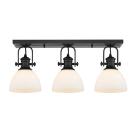 Hines 3-Light Bath Vanity in Matte Black with Opal Glass