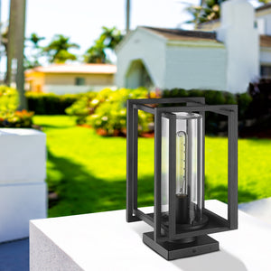 Tribeca NB Pier Mount - Outdoor in Natural Black with Clear Glass Shade