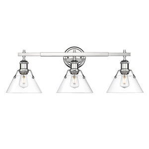 Orwell CH 3 Light Bath Vanity in Chrome with Clear Glass Shade