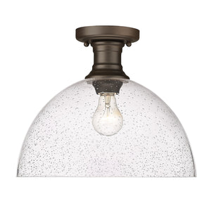 Hines 14" Semi-flush in Rubbed Bronze with Seeded Glass
