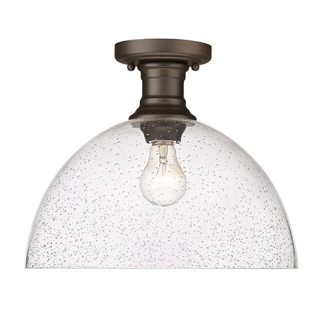 Hines 14" Semi-flush in Rubbed Bronze with Seeded Glass
