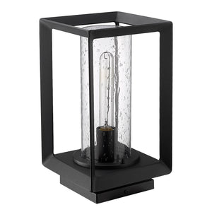 Smyth NB Pier Mount - Outdoor in Natural Black with Seeded Glass Shade