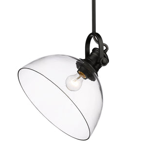 Hines 1-Light Pendant in Matte Black with Clear Glass