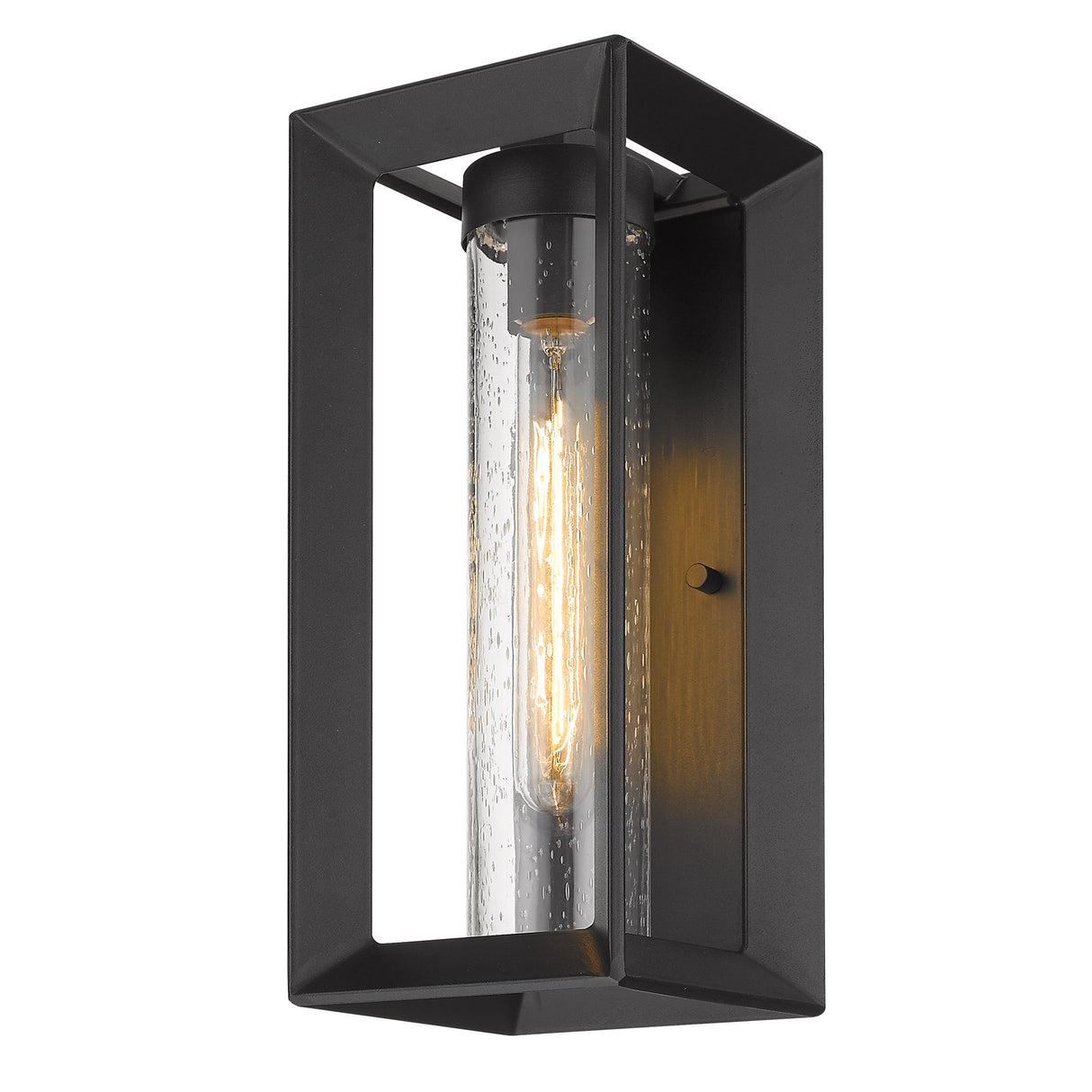 Smyth Outdoor Medium Wall Sconce in Natural Black with Seeded Glass
