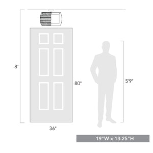 Everly 4 Light Semi-Flush in Matte Black with Natural Rattan Shade