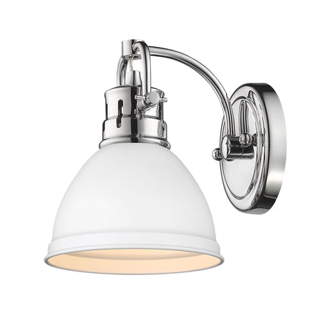 Duncan 1 Light Bath Vanity in Chrome with a Matte White Shade
