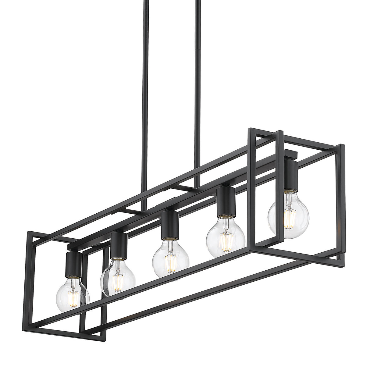 Tribeca Linear Pendant in Matte Black with Matte Black Accents