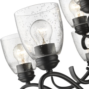 Parrish 9 Light Chandelier in Matte Black with Seeded Glass