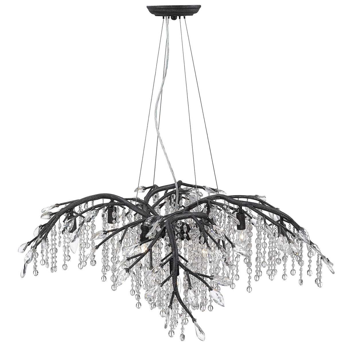 Autumn Twilight 12 Light Chandelier in Black Iron