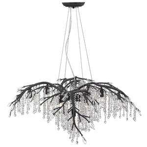 Autumn Twilight 12 Light Chandelier in Black Iron