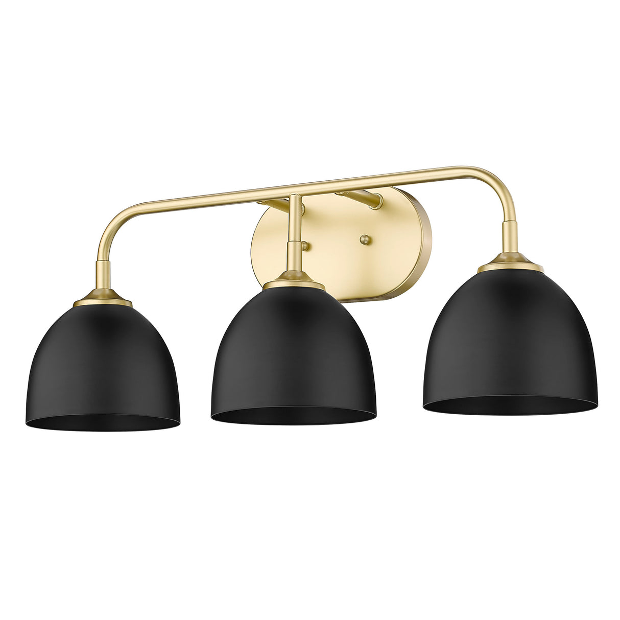 Zoey 3-Light Bath Vanity in Olympic Gold with Matte Black Shade