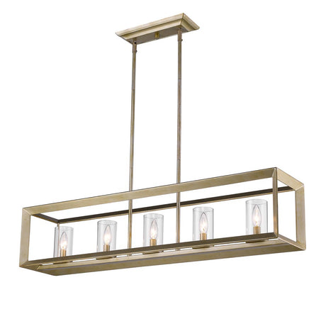 Smyth 5 Light Linear Pendant in White Gold with Clear Glass