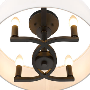 Eliana 4 Light Semi-Flush in Matte Black with Modern White Shade