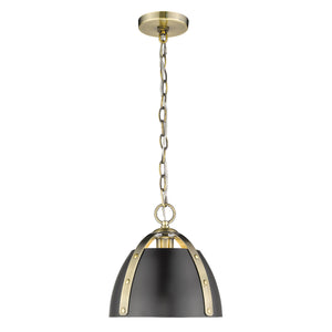 Aldrich AB Small Pendant in Aged Brass with Matte Black Shade
