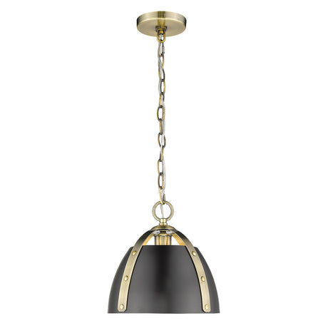Aldrich AB Small Pendant in Aged Brass with Matte Black Shade