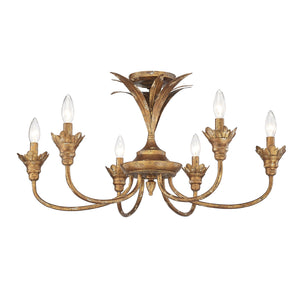 Lillianne HG 6 Light Semi-Flush in Heirloom Gold