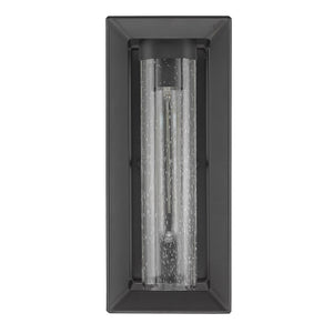 Smyth Outdoor Medium Wall Sconce in Natural Black with Seeded Glass