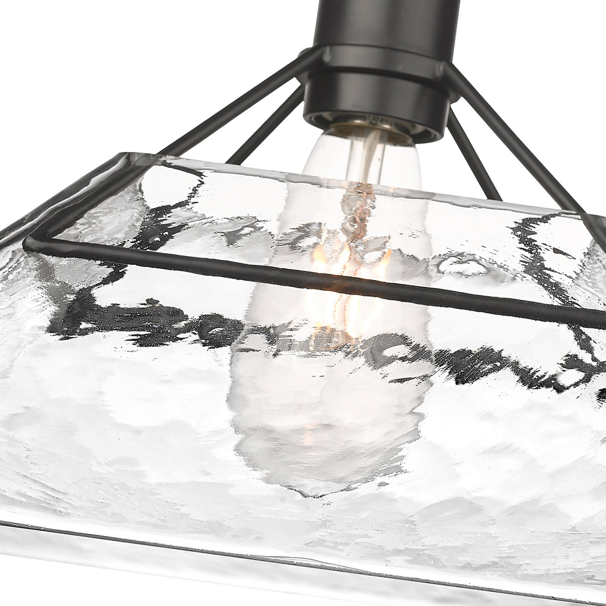 Kepler Medium Pendant in Matte Black with Water Glass Shade