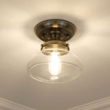 Nash Semi-Flush in Aged Brass with Clear Glass
