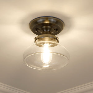 Nash Semi-Flush in Aged Brass with Clear Glass