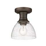 Hines Semi-flush in Rubbed Bronze with Seeded Glass