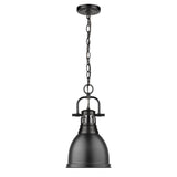 Duncan Small Pendant with Chain in Matte Black with a Matte Black Shade