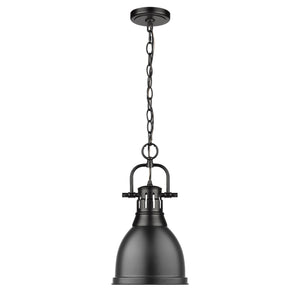 Duncan Small Pendant with Chain in Matte Black with a Matte Black Shade