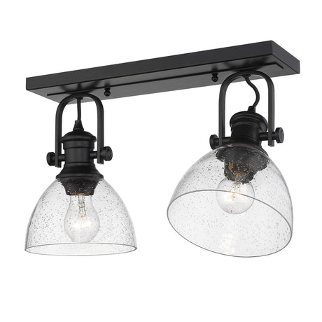 Hines 2-Light Semi-Flush in Matte Black with Seeded Glass